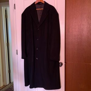 100% wool, lined overcoat.